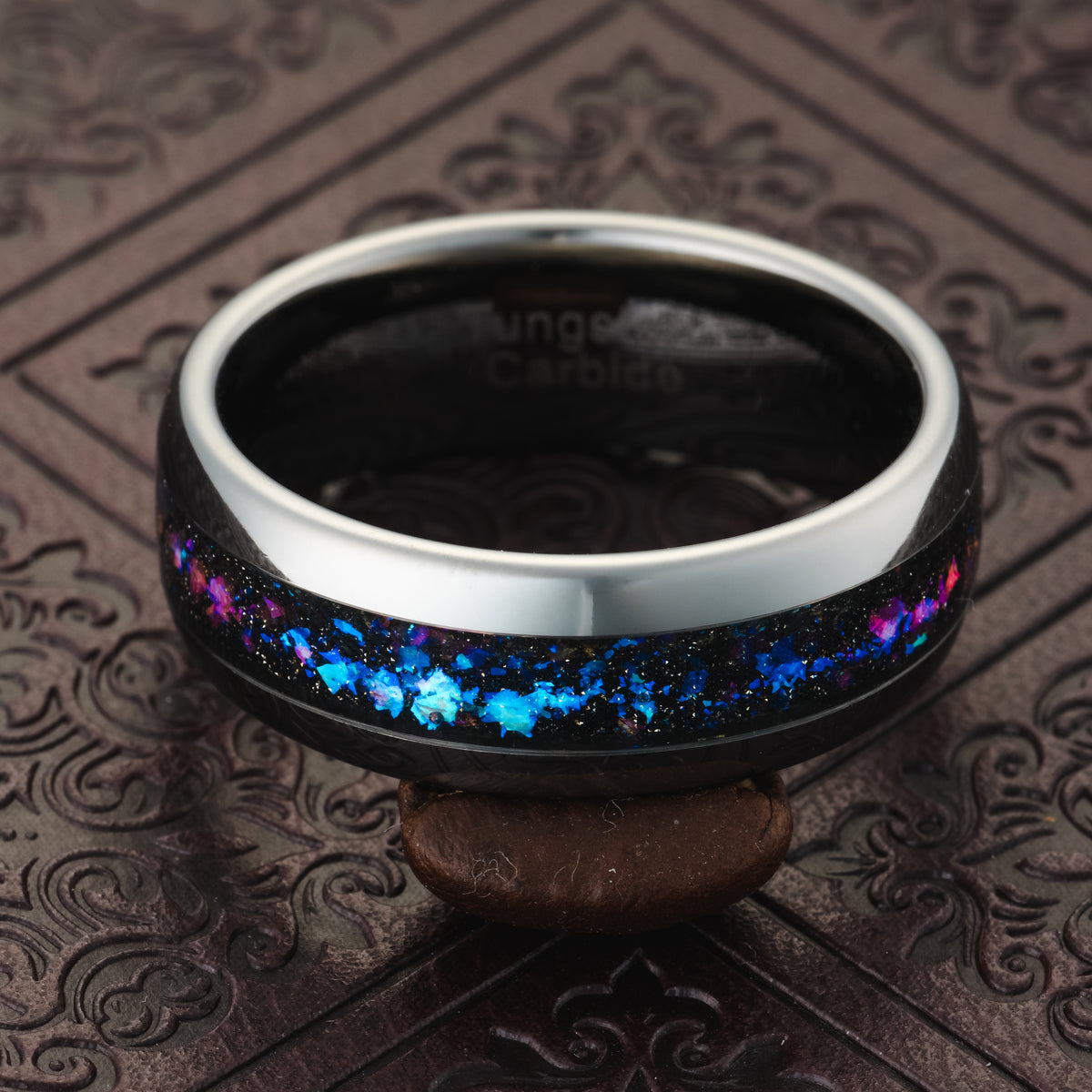 Blue Opal Gunmetal Tungsten Ring Tungsten Ring For Man And Woman