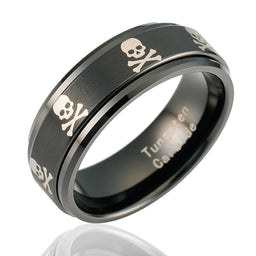 100S JEWELRY Black Tungsten Spinner Rings For Men Women American Flag Air Force Skull Dragon Design Wedding Band Promise Engagement Size 6-16