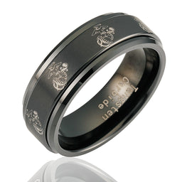 100S JEWELRY Black Tungsten Spinner Rings For Men Women American Flag Air Force Skull Dragon Design Wedding Band Promise Engagement Size 6-16