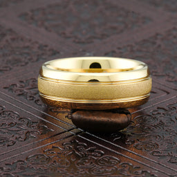100S JEWELRY Engraved Personalized Tungsten Rings for Men Women Gold Wedding Band Sandblasted Finish Dome Edge Sizes 6-16