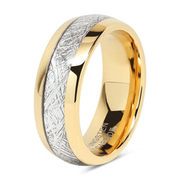 100S JEWELRY Mens Wedding Bands Tungsten Gold Rings Comfort Fit Imitated Meteorite Inlaid 5-16 with Half Sizes-100S JEWELRY-100S JEWELRY