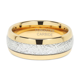 100S JEWELRY Mens Wedding Bands Tungsten Gold Rings Comfort Fit Imitated Meteorite Inlaid 5-16 with Half Sizes-100S JEWELRY-100S JEWELRY