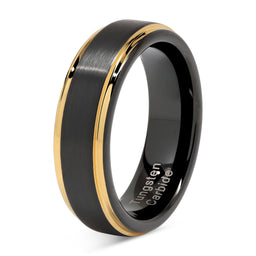 100S JEWELRY 6mm Tungsten Rings for Men Women Two Tone Black Gold Wedding Band Engagement Size 6-13-100S JEWELRY-100S JEWELRY