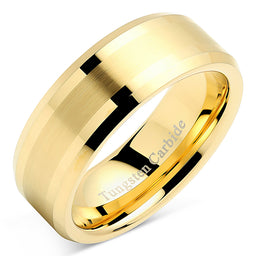 8mm Men's Tungsten Carbide Ring Wedding Band 14k Gold Plated Jewelry Bridal Size 8-16-100S JEWELRY-100S JEWELRY