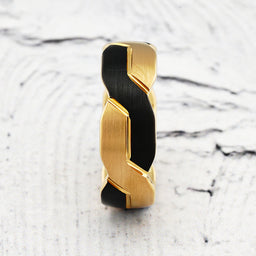 100S JEWELRY Engravable Two Tone Black Gold Infinity Knot Design Tungsten Rings for Men Wedding Band Size 6-16