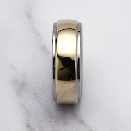 100S JEWELRY Tungsten Rings for Men Women Wedding Band Two Tones Gold Mirror Finish Sizes 6-16