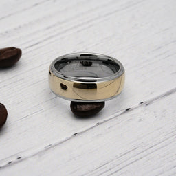 100S JEWELRY Tungsten Rings for Men Women Wedding Band Two Tones Gold Mirror Finish Sizes 6-16