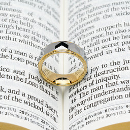 100S JEWELRY Tungsten Rings for Men Women Wedding Band Polished Facet Cut Gold Step Edge Sizes 6-16