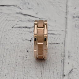 Tungsten Rings for Mens Wedding Band Rose Gold Brick Pattern Engagement Promise Jewelry Size 6-16