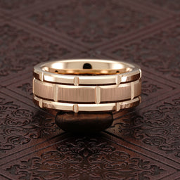Tungsten Rings for Mens Wedding Band Rose Gold Brick Pattern Engagement Promise Jewelry Size 6-16