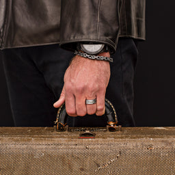 100S JEWELRY Tungsten Rings for Men Wedding Band Silver Brick Pattern Brushed Engagement Promise Size 6-16