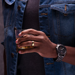 100S JEWELRY Personalized Engraved Faceted Tungsten Rings For Men Gold Polish Black Step Edge Sizes 6-16