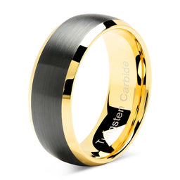 100S JEWELRY Tungsten Rings for Men Women Wedding Band Black Matte Gold Dome Edge Sizes 6-16-100S JEWELRY-100S JEWELRY