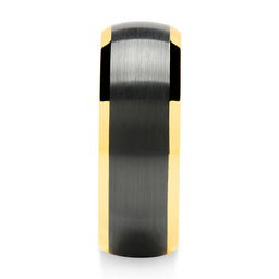 100S JEWELRY Tungsten Rings for Men Women Wedding Band Black Matte Gold Dome Edge Sizes 6-16-100S JEWELRY-100S JEWELRY
