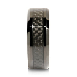 100S JEWELRY 8mm Tungsten Carbide Ring Carbon Fiber Inlay Black Plated Wedding Band Size 8-15-100S JEWELRY-100S JEWELRY