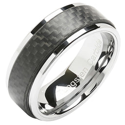 100S JEWELRY Tungsten Rings for Men Women Wedding Band Carbon Fiber Ring Overlaid Sizes 6-16-100S JEWELRY-100S JEWELRY