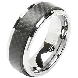100S JEWELRY Tungsten Rings for Men Women Wedding Band Carbon Fiber Ring Overlaid Sizes 6-16-100S JEWELRY-100S JEWELRY