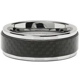 100S JEWELRY Tungsten Rings for Men Women Wedding Band Carbon Fiber Ring Overlaid Sizes 6-16-100S JEWELRY-100S JEWELRY