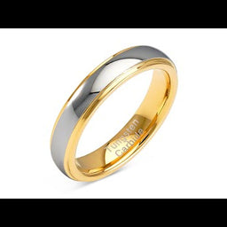 4mm Tungsten Rings for Men Women Wedding Band Two Tones Gold Silver Engagement Size 4-13