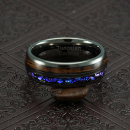 100S JEWELRY Whiskey Barrel Nebula Orion Galaxy Inlaid Gunmetal Tungsten Rings For Men Wedding Band Size 6-16