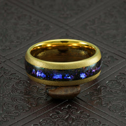 100S JEWELRY Engraved Personalized Gold Sandblast Orion Nebula Galaxy Tungsten Rings For Men Wedding Promise Band Size 6-16