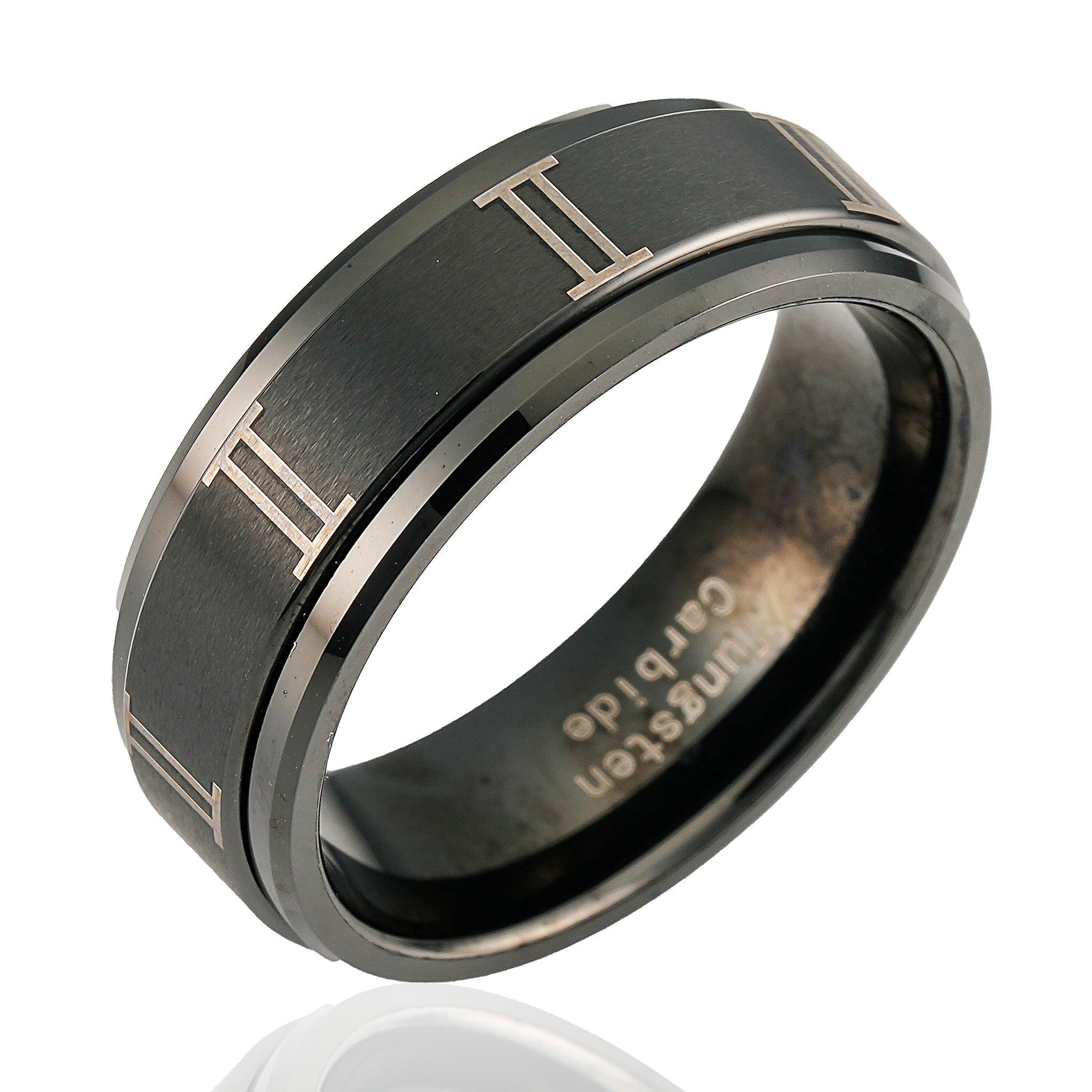 100S JEWELRY Black Tungsten Spinner Rings For Men Women