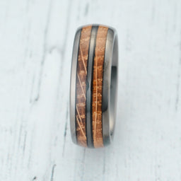 Gunmetal Gray Tungsten Rings For Men whiskey barrel Wood grain Inlay wooden Wedding Promise Engagement Band Size 6-16