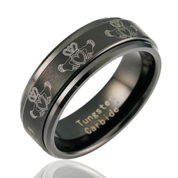 100S JEWELRY Black Tungsten Spinner Rings For Men Women American Flag Air Force Skull Dragon Design Wedding Band Promise Engagement Size 6-16