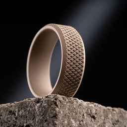 100S JEWELRY Tan Knurl Tungsten Rings with Knurling Diamond Pattern Men Wedding Band 8mm wide Hypoallergenic Size 6-16