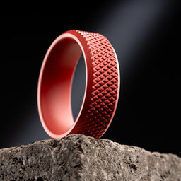 100S JEWELRY Red Knurl Tungsten Rings with Knurling Diamond Pattern Men Wedding Band 8mm wide Hypoallergenic Size 6-16