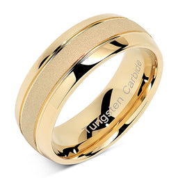 100S JEWELRY Engraved Personalized Tungsten Rings for Men Women Gold Wedding Band Sandblasted Finish Dome Edge Sizes 6-16