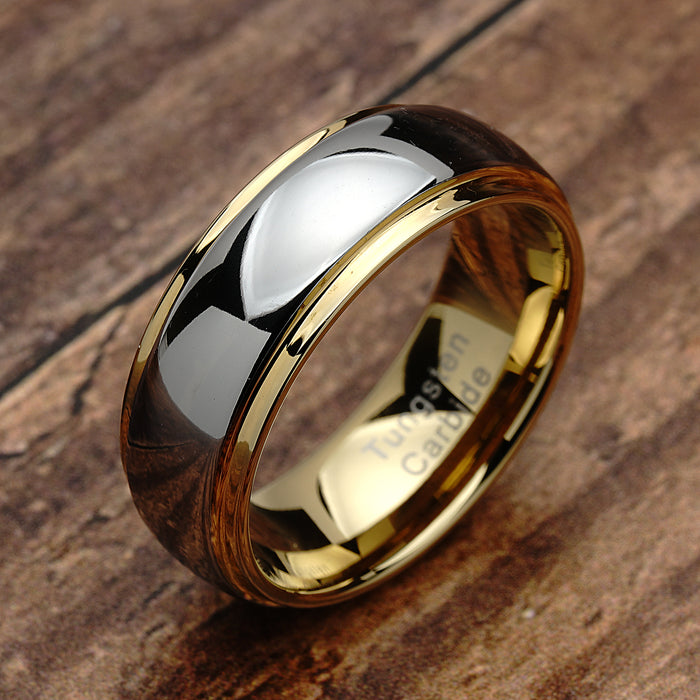 100S JEWELRY Tungsten Rings for Men Women Wedding Band Two Tones Gold Silver Engagement Sizes 6-16
