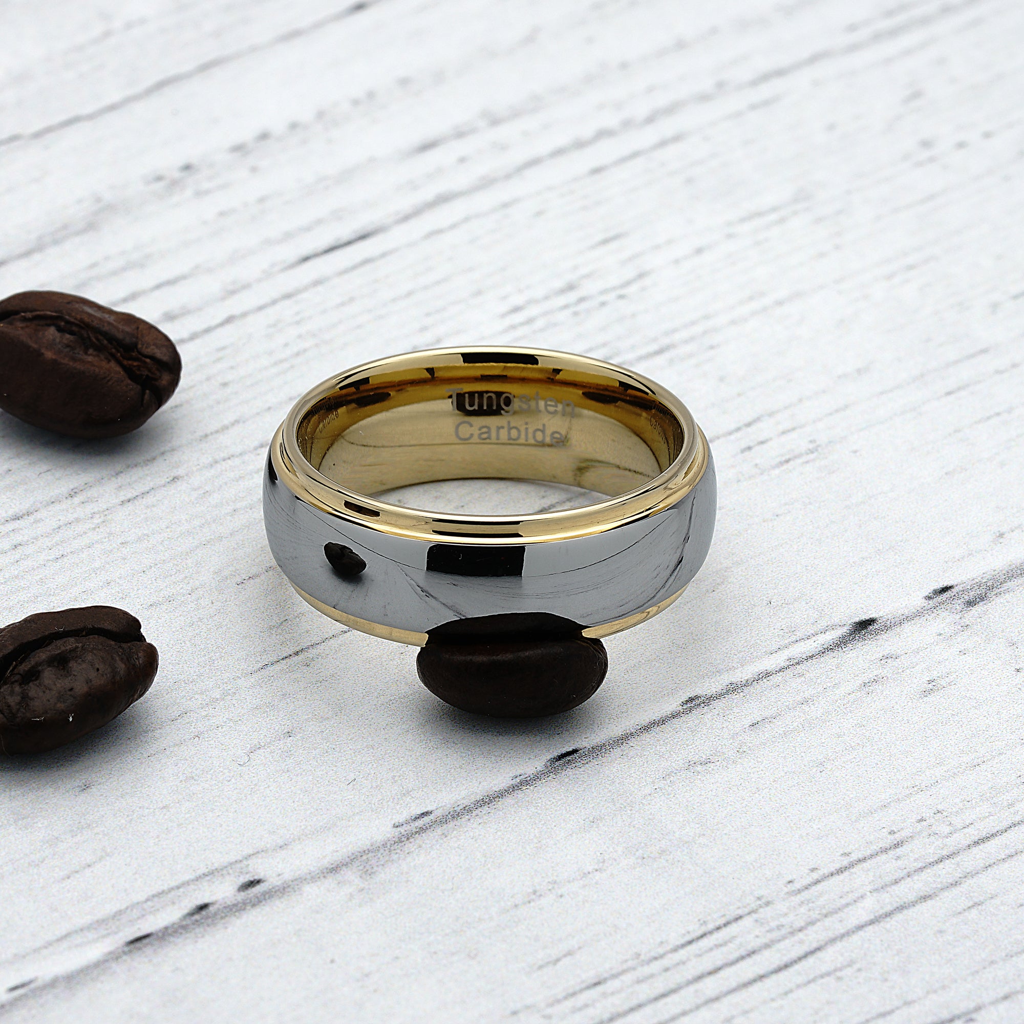thumbnail image 2 of Autiga Two-Tone Stainless Steel Wedding Ring - Unisex Gold & Silver 2 of 5