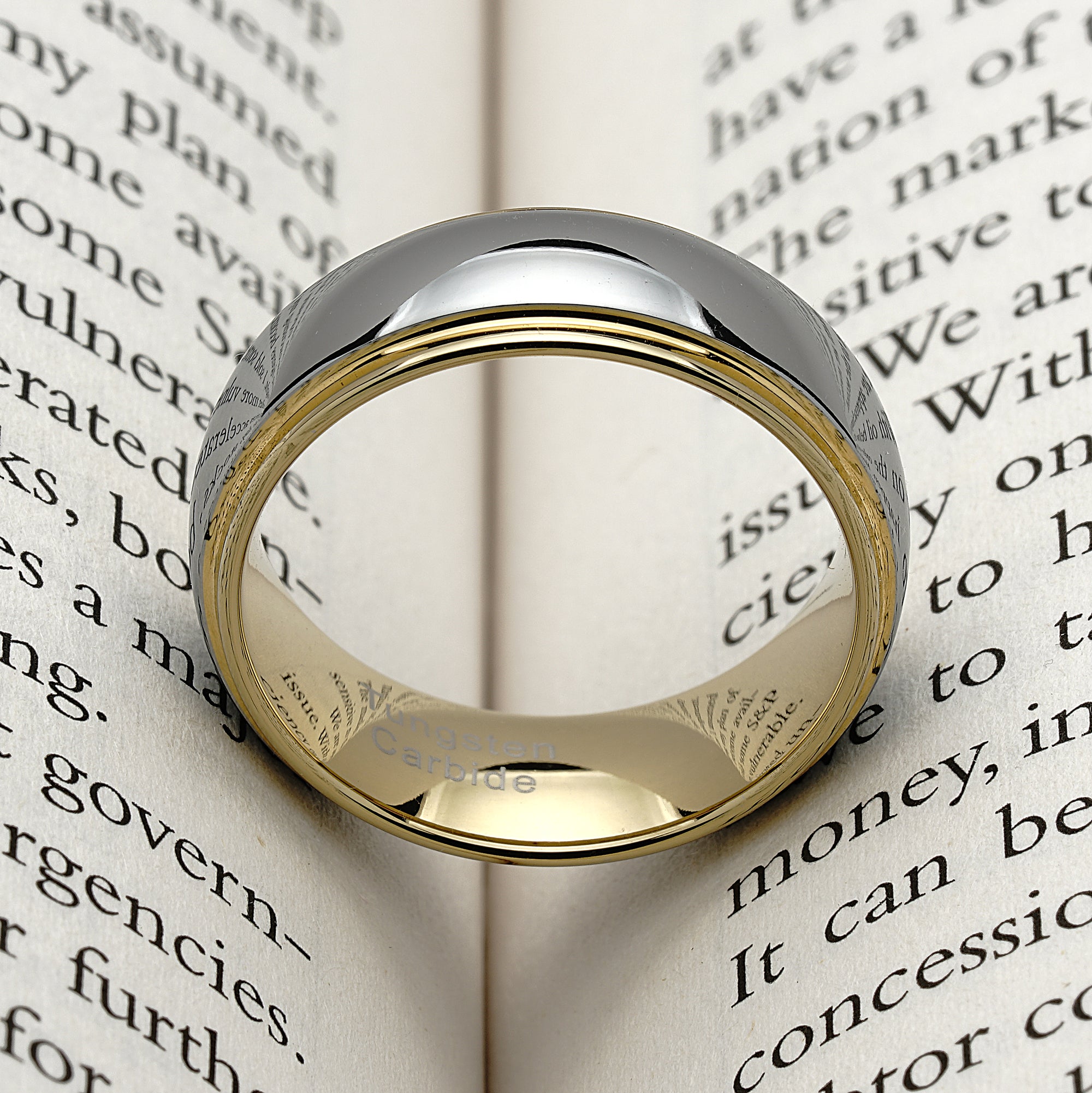 Tungsten Rings for Men Women Wedding Band Two Tones Gold Silver