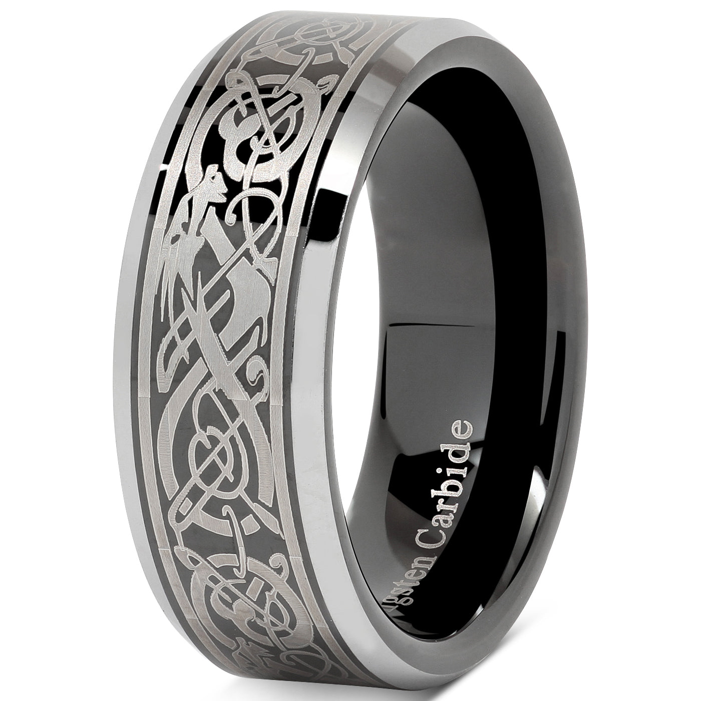 Men's Brushed Tungsten Polished Edges Wedding Band In Tungsten 8mm Size 10 | MADANI Rings - Foto 4