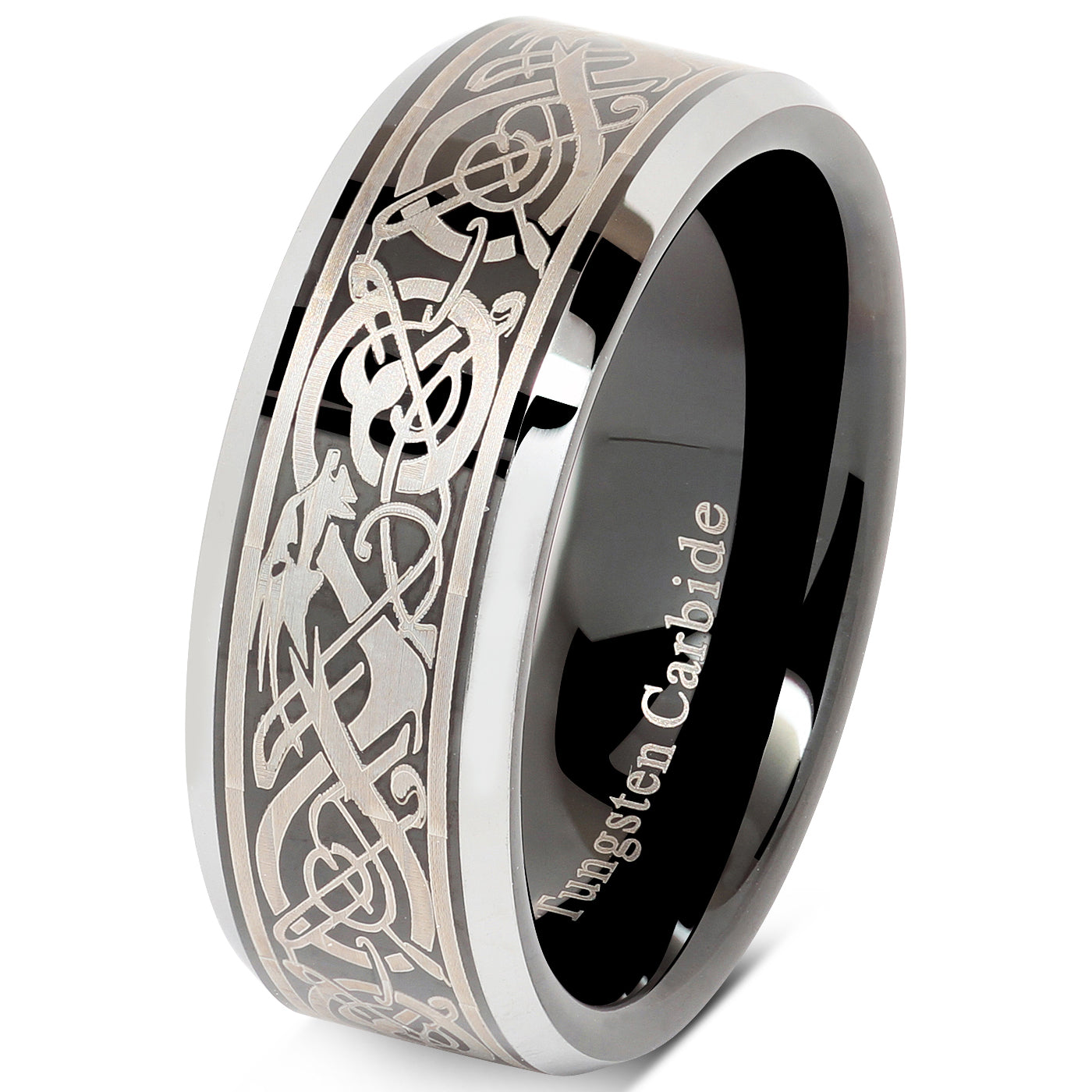 Mens Two-Tone Tungsten Carbide Celtic Dragon Wedding Band Size 12 deals