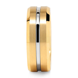 Tungsten Rings for Mens Gold Wedding Bands Silver Grooved Two Tone 8mm Wide Size 8-16-100S JEWELRY-100S JEWELRY
