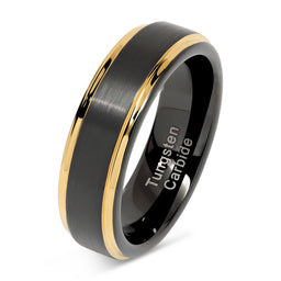 100S JEWELRY 6mm Tungsten Rings for Men Women Two Tone Black Gold Wedding Band Engagement Size 6-13-100S JEWELRY-100S JEWELRY