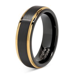 100S JEWELRY 6mm Tungsten Rings for Men Women Two Tone Black Gold Wedding Band Engagement Size 6-13-100S JEWELRY-100S JEWELRY