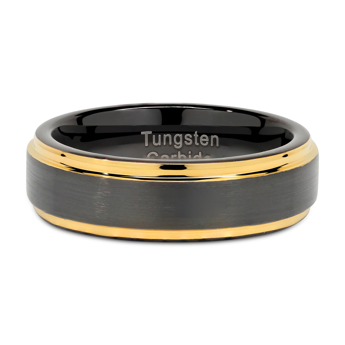 6mm Tungsten Rings for Men Women Two Tone Black Gold Wedding Band