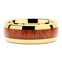 100S JEWELRY Mens Womens Wedding Bands Tungsten Rings Koa Wood Inlay 14k Gold Plated Size 6-16-100S JEWELRY-100S JEWELRY