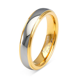 4mm Tungsten Rings for Men Women Wedding Band Two Tones Gold Silver Engagement Size 4-13
