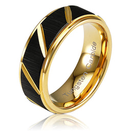 100S JEWELRY Tungsten Rings for Mens Wedding Bands Black Matte Multiple Grooves Size 6-16