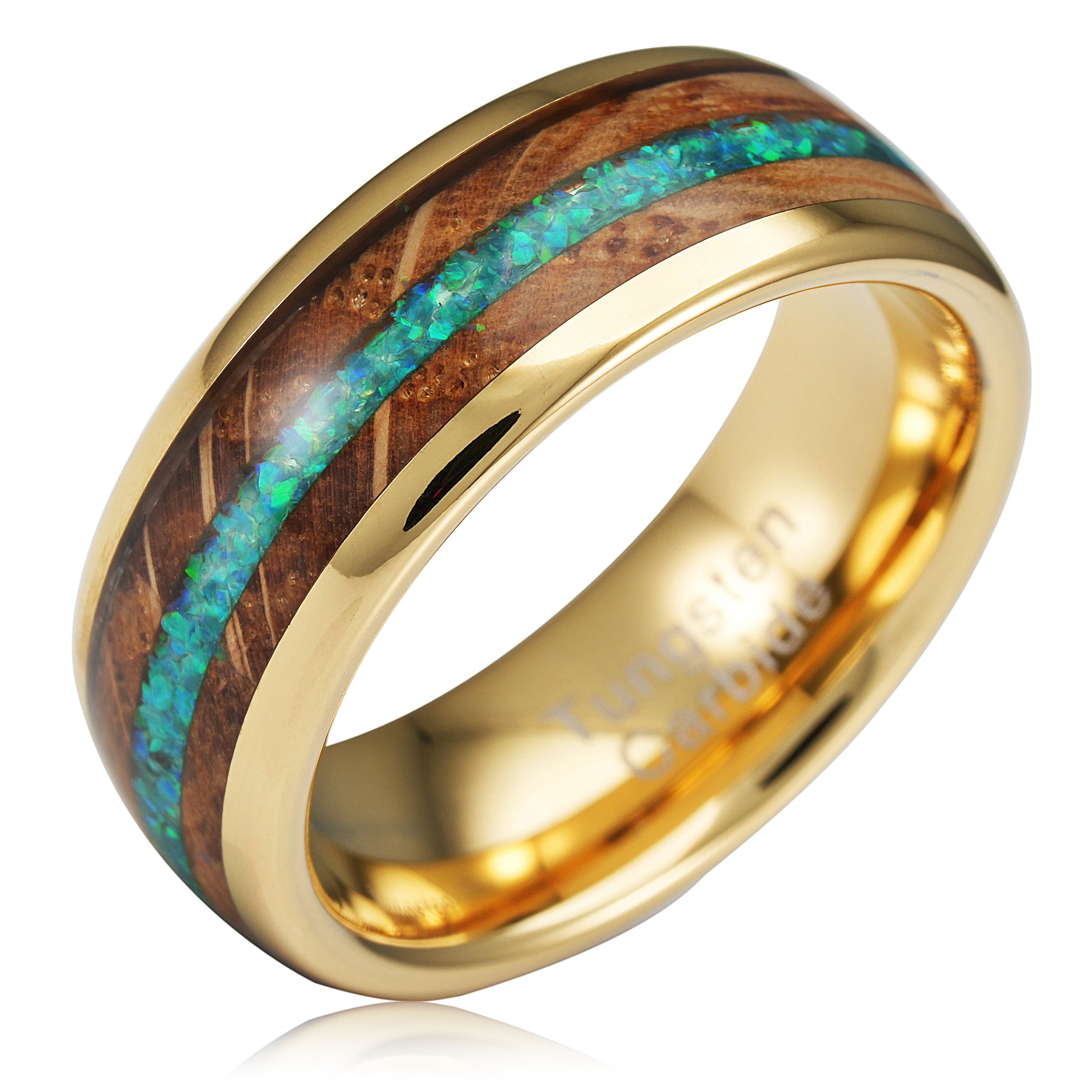 Men's Wood Ring In 14k Gold