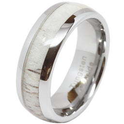Tungsten Ring for Men Women Wedding Band Deer Antler Inlaid Dome Shape Size 6-16-100S JEWELRY-100S JEWELRY