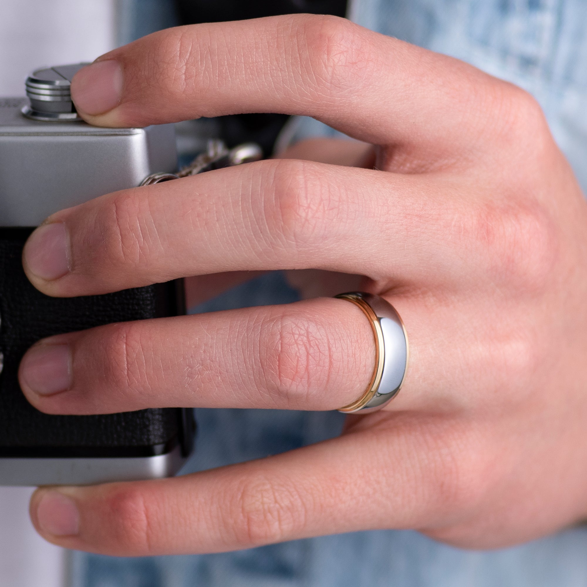 Tungsten Rings for Men Women Wedding Band Two Tones Gold Silver