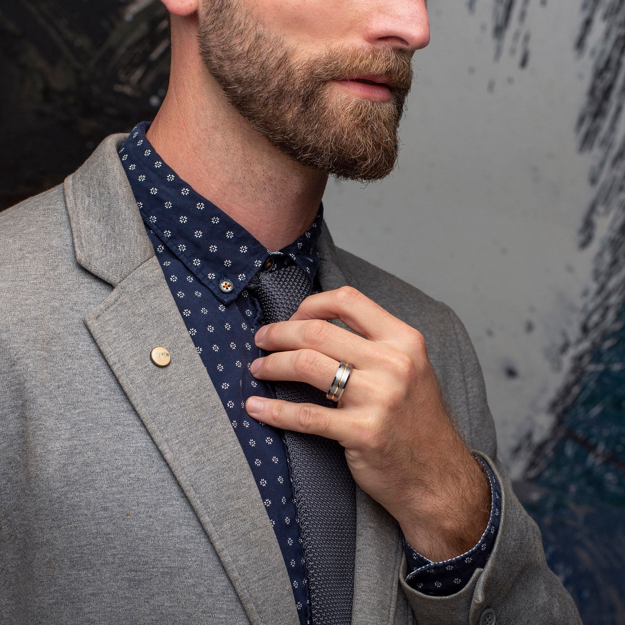 Tungsten Rings for Men Two Tone Silver Wedding Bands Gold Grooved Matte Finish Size 6-16 - 8 - - 100s Jewelry, image size:2000x2000