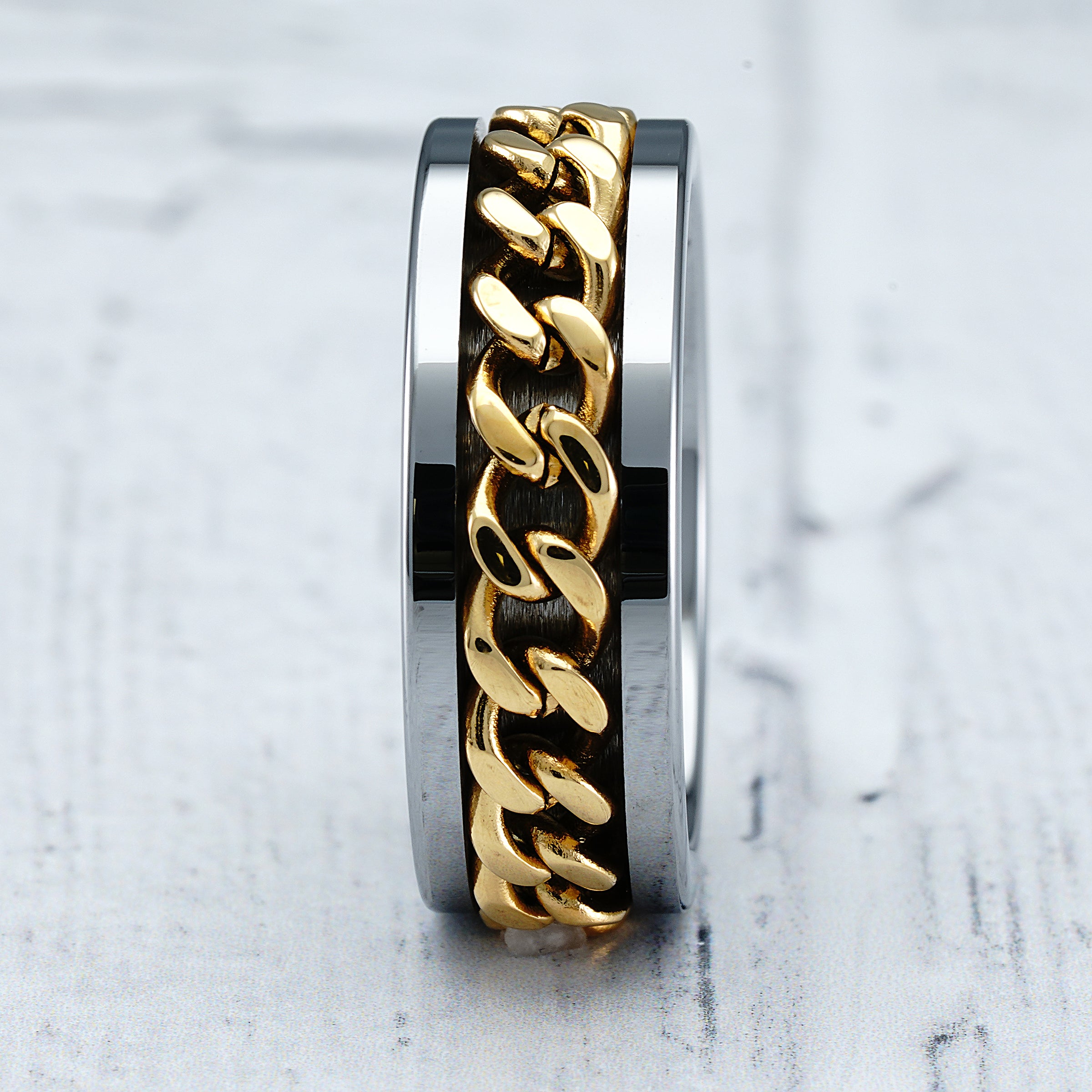 Wide Band Chain Adjustable Ring (18k Gold Plated, Hypoallergenic Jewellery)  – Dorada Jewellery