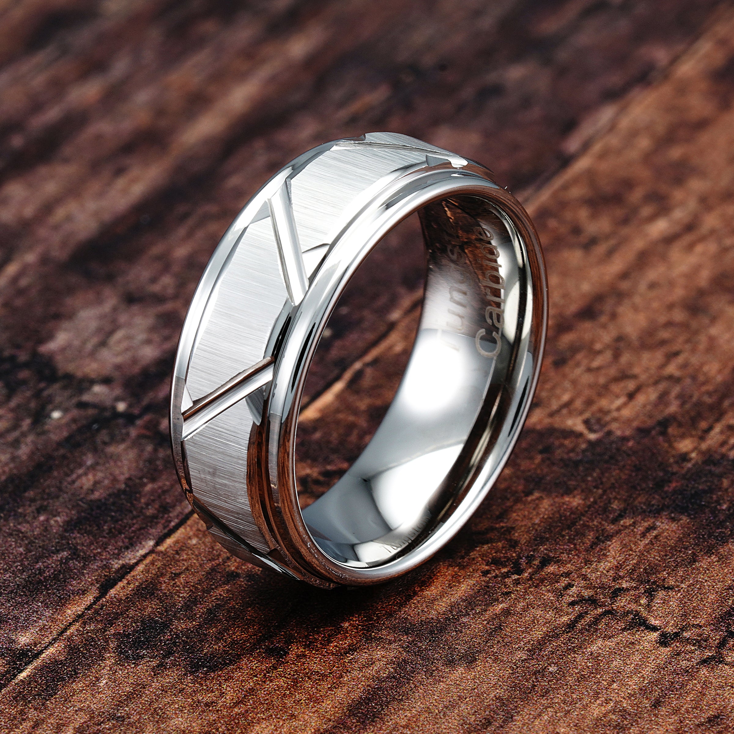 7mm Tungsten Ring With Silver Strip – Men's Nickel-Free Wedding Band By Elma Jewellery