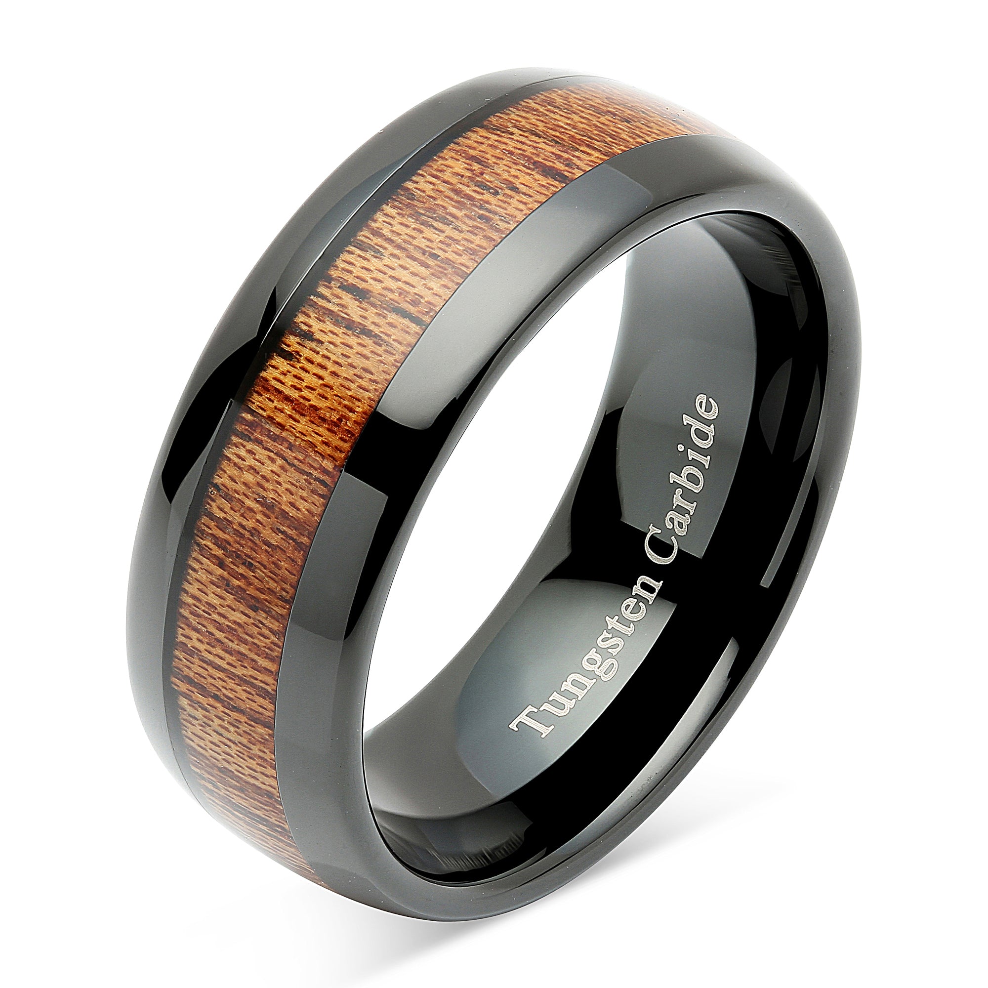 Mens Wood Wedding Bands with Wood Inlay Black Tungsten Wood Rings | Urban Designer 12